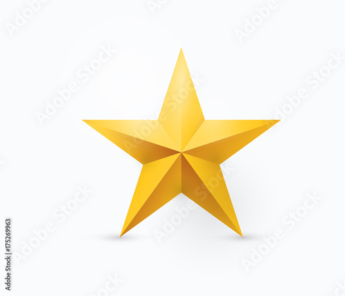 Vector illustration of five-pointed gold metal star