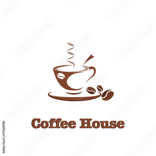 Coffee, hot drink logo design template for coffee house, restaurant menu, banner