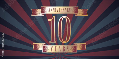 10 years anniversary vector icon, logo.