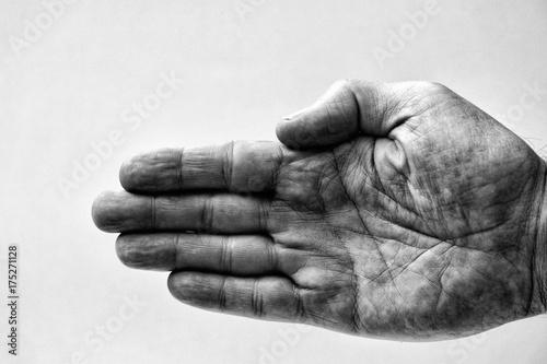 Grainy black and white of a middle aged male hand photo