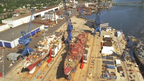 Bath Iron Works in Maine, vintage aerial photo