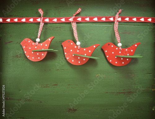 Vintage green wood background Christmas holiday background