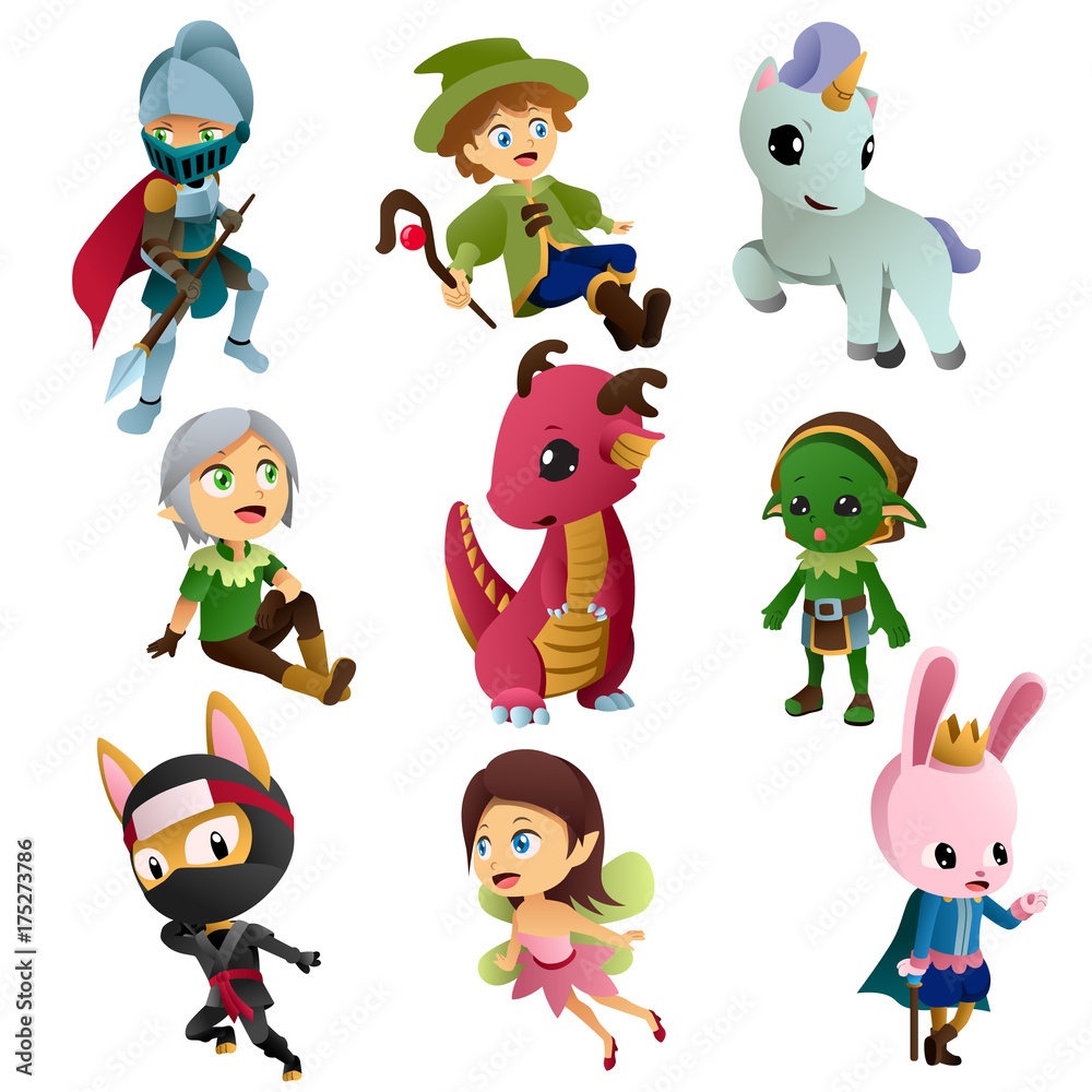 Obraz premium Fantasy Characters Icons Illustrations