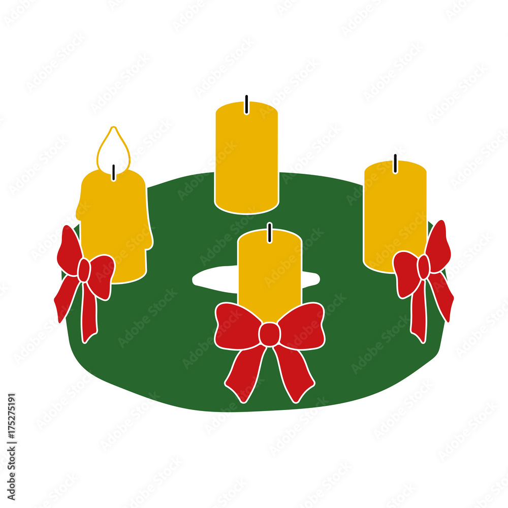 Buntes einfaches Weihnachtssymbol - Adventskranz - erster Advent