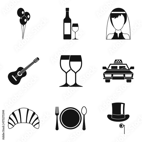 Achievement icons set, simple style