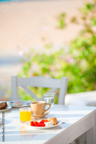 Wallpaper Mural Healthy breakfast in outdoor cafe Torontodigital.ca