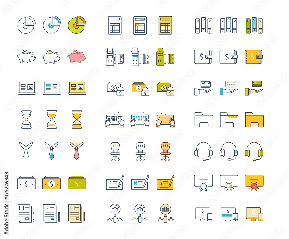 Set Vector Flat Line Icons Accounting and Finance Set Vector Flat Line Icons Accounting and Finance