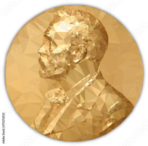 Gold Medal Nobel prize, graphics  elaboration to polygons photo