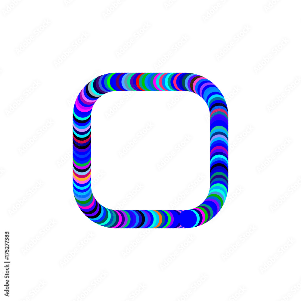 Abstract  square frame of circles. Isolated on white background.