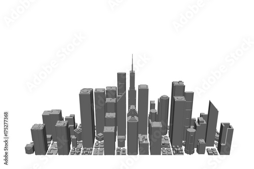 3D model of city. Isolated on white background. Vector illustration.