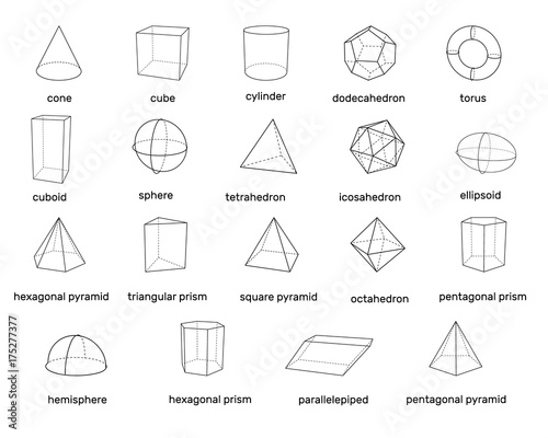 Basic 3d geometric shapes. Isolated on white background. Vector illustration.