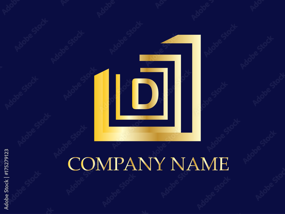 Golden D Logo Design Vector