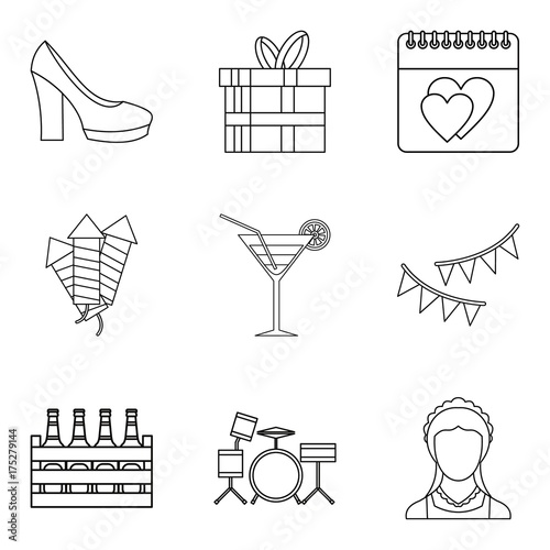 Guzzle icons set, outline style