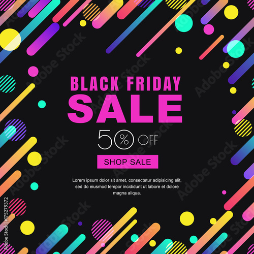 Black friday sale banner. Square frame with motion dynamic texture. Vector ab...