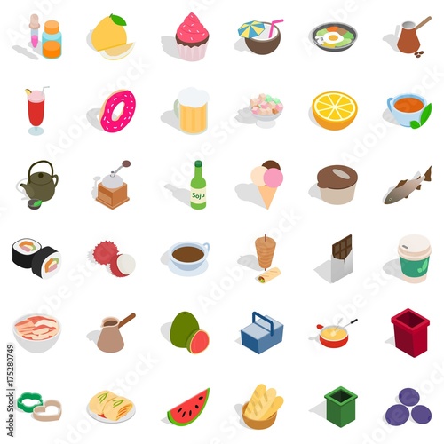 Culinary icons set  isometric style