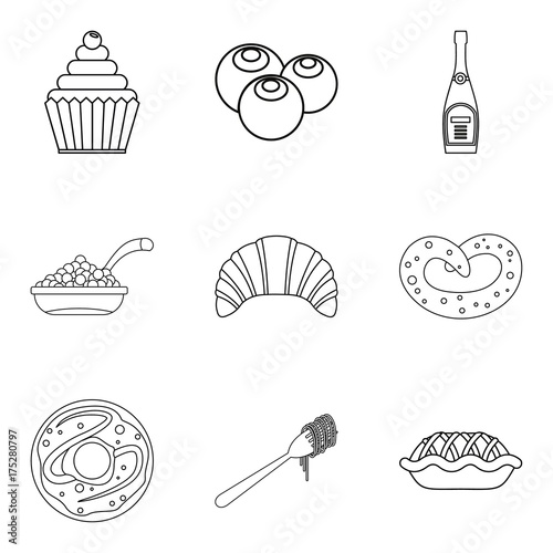 Buster icons set, outline style