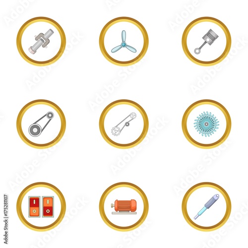 Free Download Mechanism icons set, cartoon style - GFXLoad