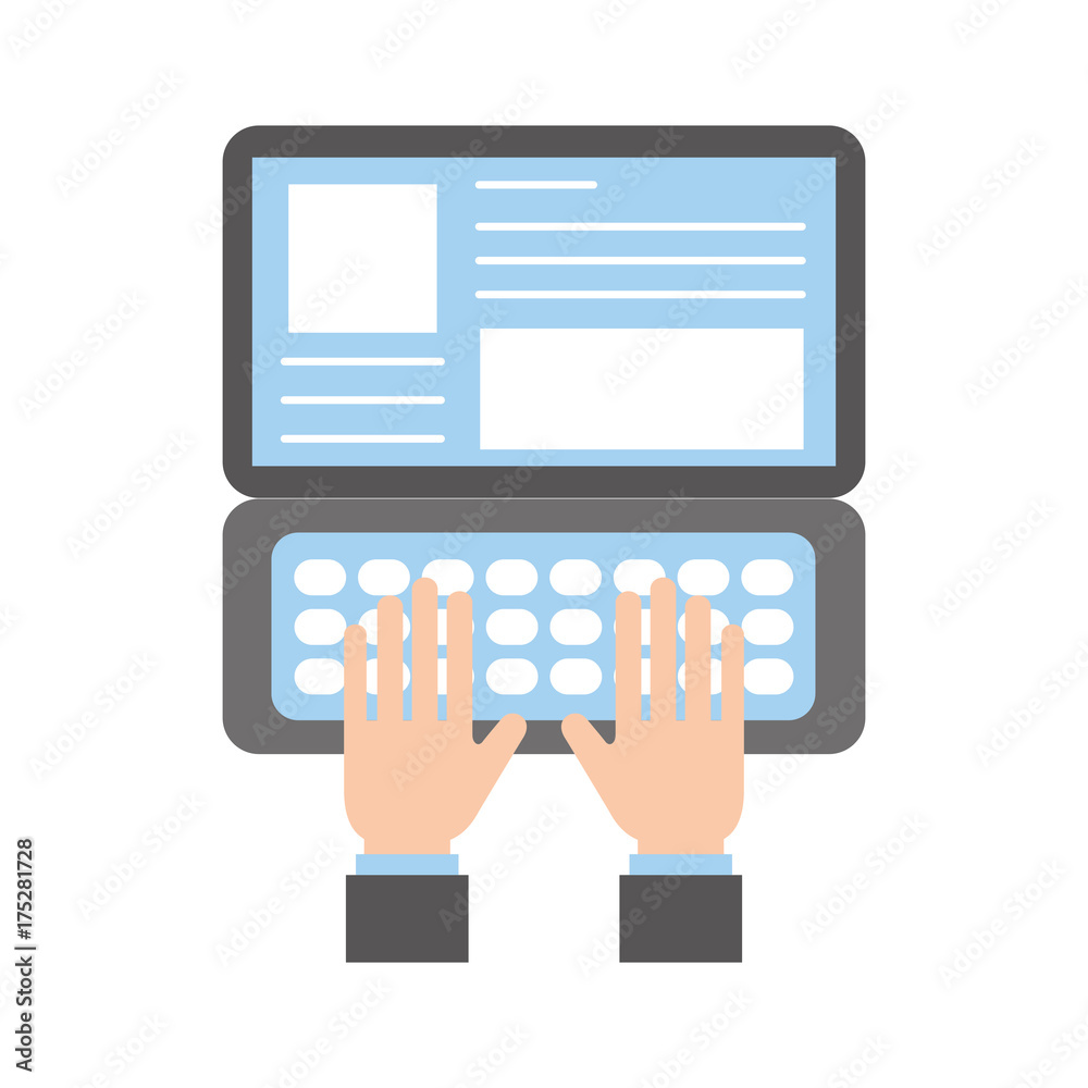 hand typing laptop working website page hand typing laptop working website page