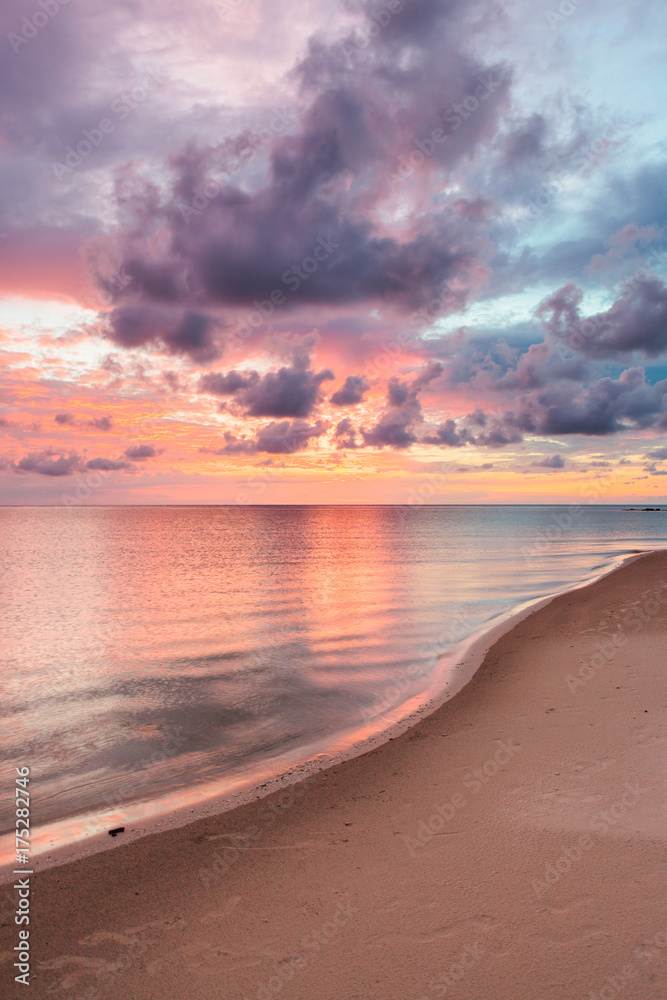 Fototapeta premium Beautiful vivid sunset at paradise beach Borneo Malaysia