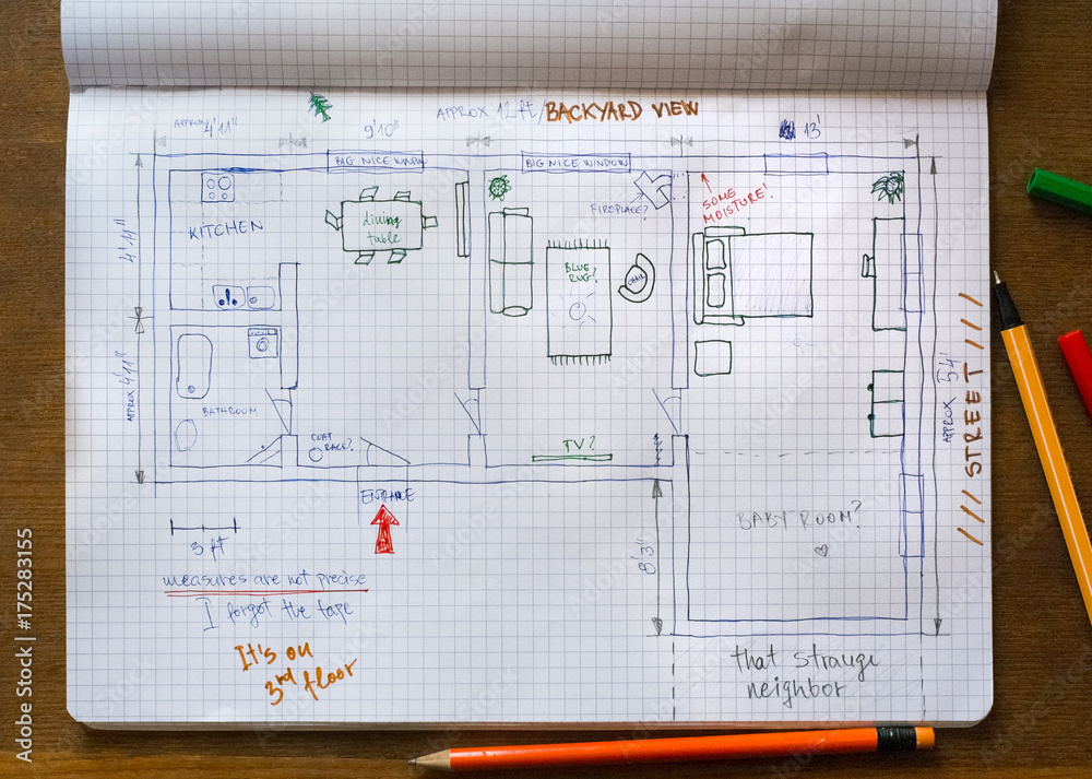 © Jelena Jojic Tomic/Stocksy - Floor plan sketch of our dream house © Jelena Jojic Tomic/Stocksy - Floor plan sketch of our dream house
