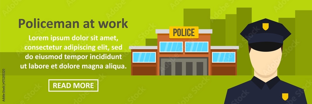 Policeman at work banner horizontal concept Policeman at work banner horizontal concept