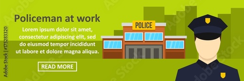 Policeman at work banner horizontal concept