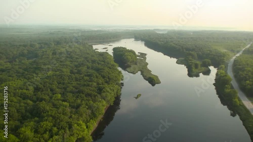 Winding river in Maine, aerial