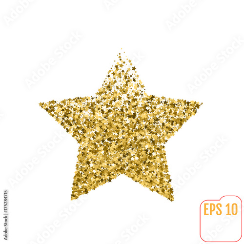 Golden star from stars. Shiny Golden star icon on white background. For banners  artwork  card  postcards  holiday. Vector illustration