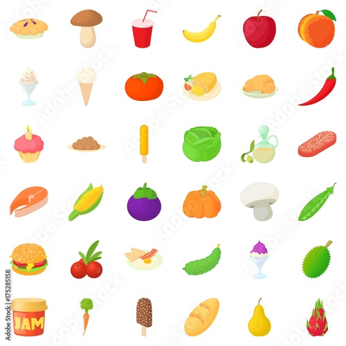 Fototapeta Naklejka Na Ścianę i Meble -  Vegetable icons set, cartoon style