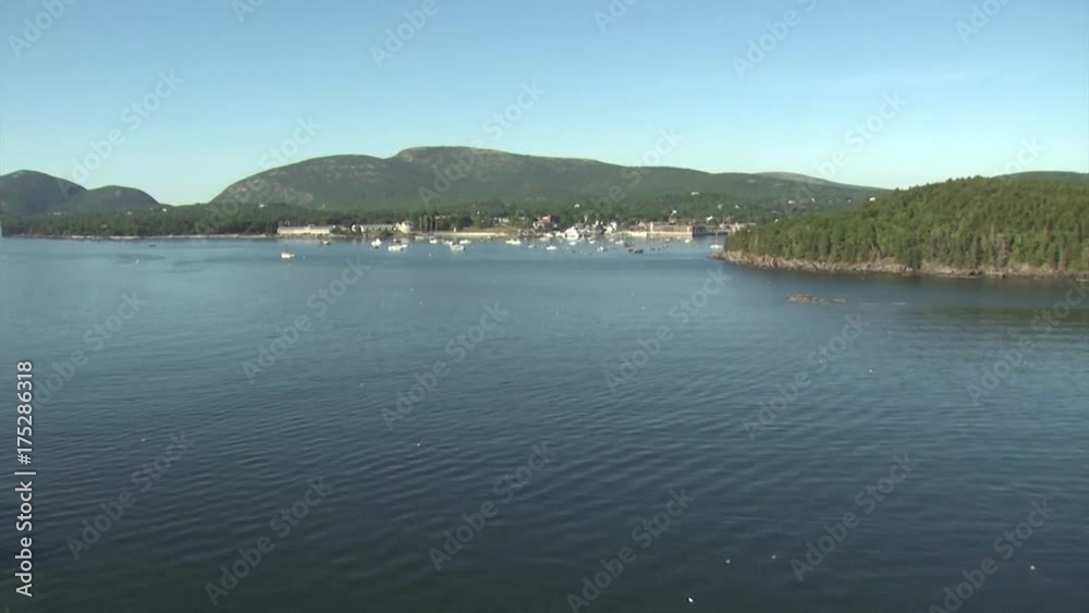 Vast harbor in Maine town, aerial Vast harbor in Maine town, aerial
