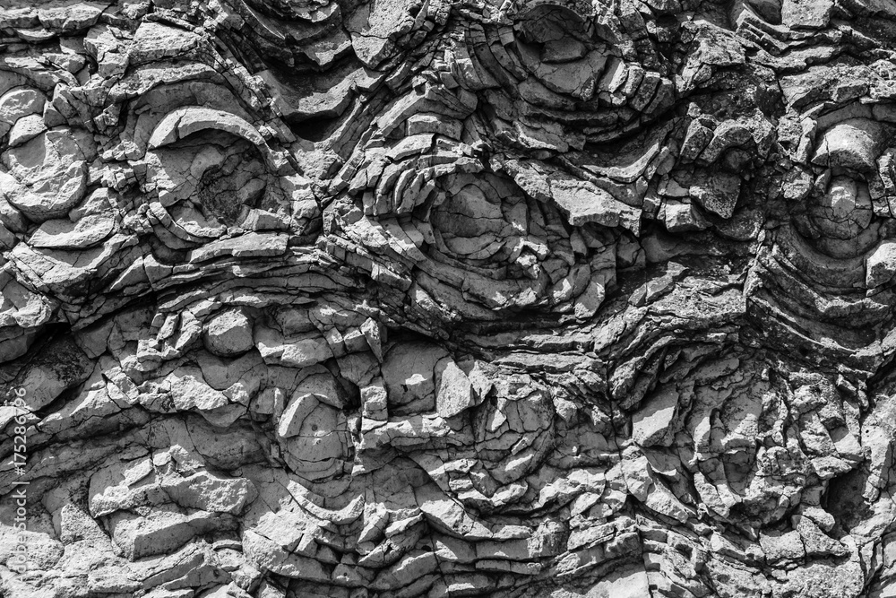 Sedimentary rock. Structure of natural stone. Background. Black and white. Sedimentary rock. Structure of natural stone. Background. Black and white.