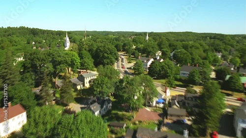 Town of Wiscasset in Maine, vintage aerial photo