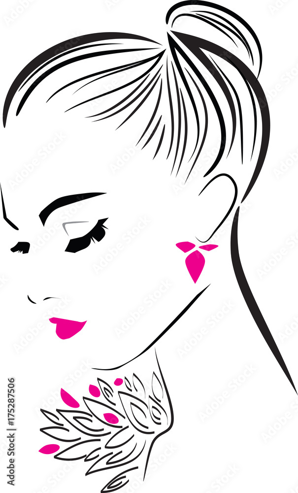 Fashion jewellery icon woman face vector illustration Fashion jewellery icon woman face vector illustration