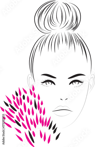 Top bun fashion hairstyle icon vector illsutration