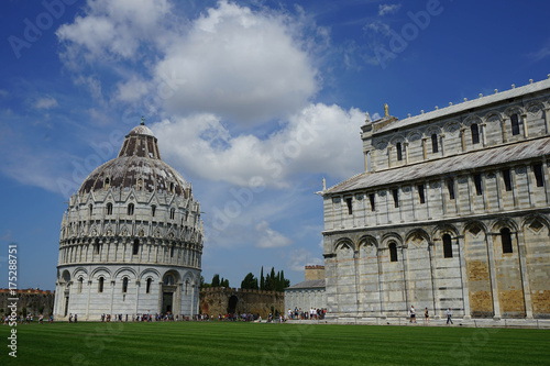 Baptistery and Cathedral in the  Miracle Place  of Pisa