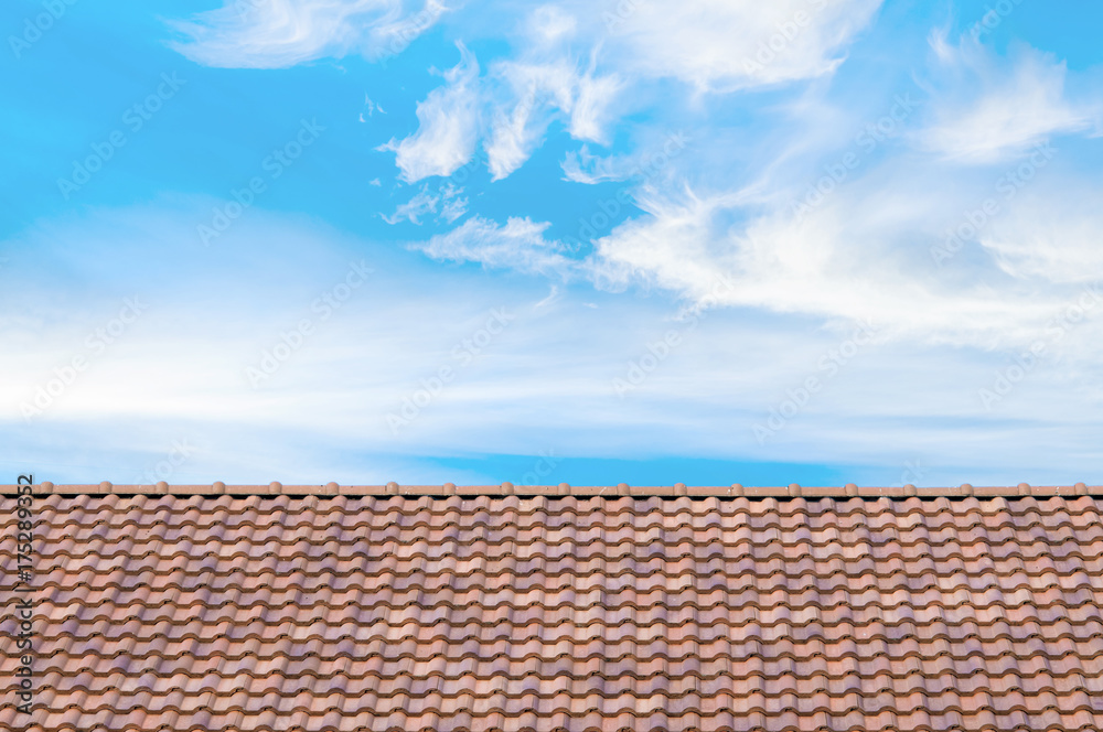Fototapeta premium Roof texture with blue sky.
