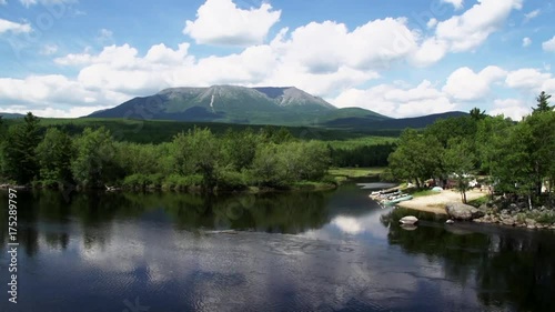 Wide, Mount Katahdin towers over scenic Maine landscape