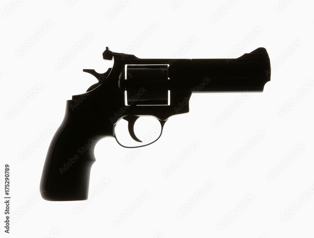 Revolver on white background in silhouette Revolver on white background in silhouette