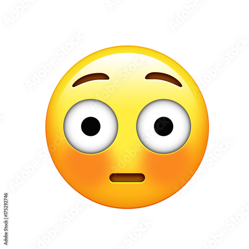 Emoji yellow embarrassed face and flushed red cheeks icon
