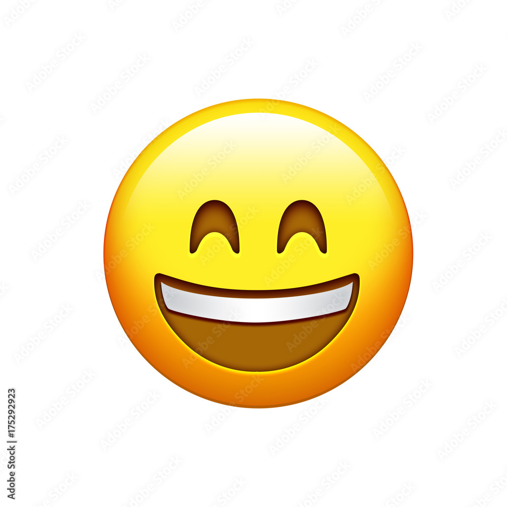 Isolated yellow smiling face with white upper teeth icon Isolated yellow smiling face with white upper teeth icon