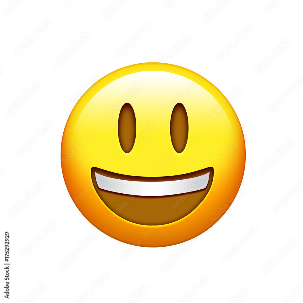 Fototapeta premium Isolated yellow smiling face with upper white teeth icon