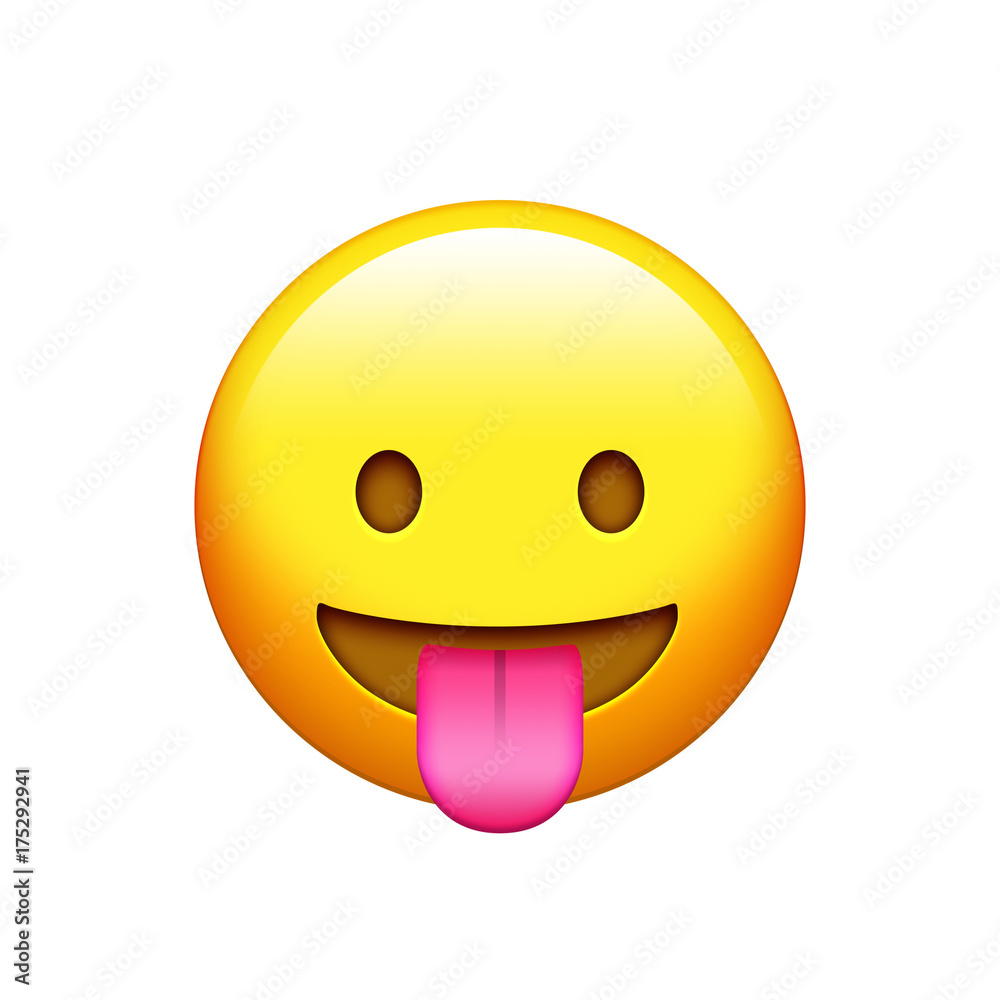 Isolated yellow smiley face with tongue out icon Isolated yellow smiley face with tongue out icon