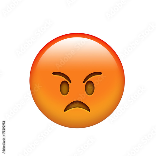 Isolated red angry emotional red face icon