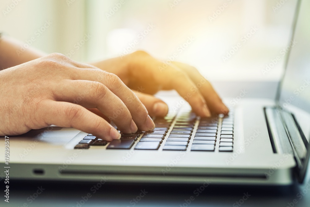 Woman typing computer. Woman typing computer.