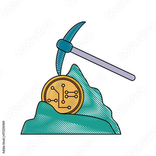 Mining bitcoins symbol icon vector illustration graphic design