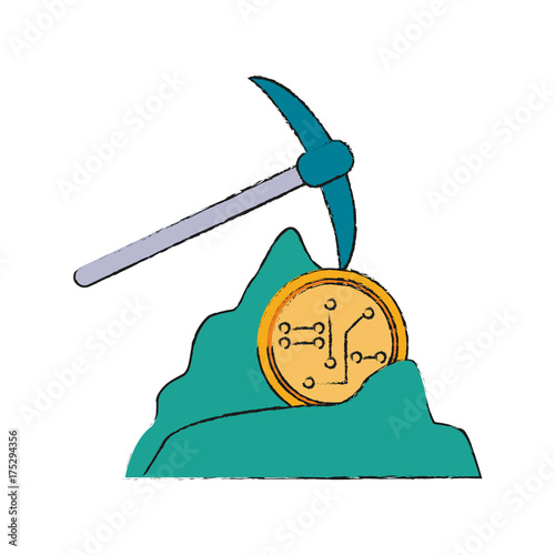 Mining bitcoins symbol icon vector illustration graphic design