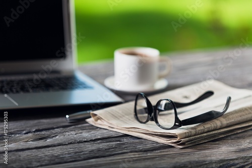 Glasses and laptop.