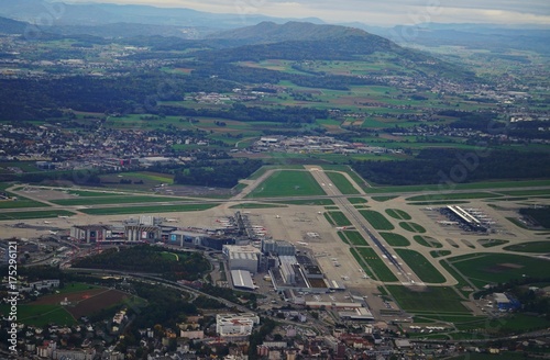 Aerial view of the Zurich Airport (ZRH), Switzerland