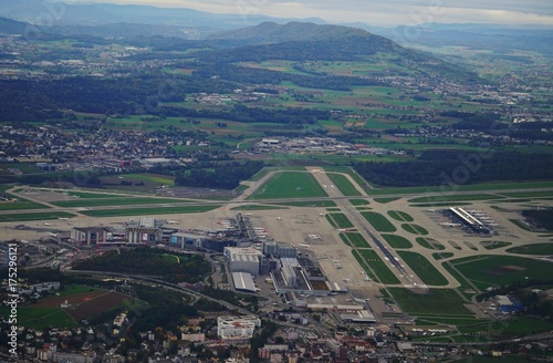 Aerial view of the Zurich Airport (ZRH), Switzerland photo