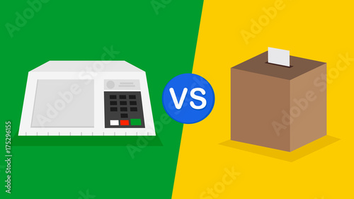 Electronic urn Brazilian vs paper vote urn -  illustration